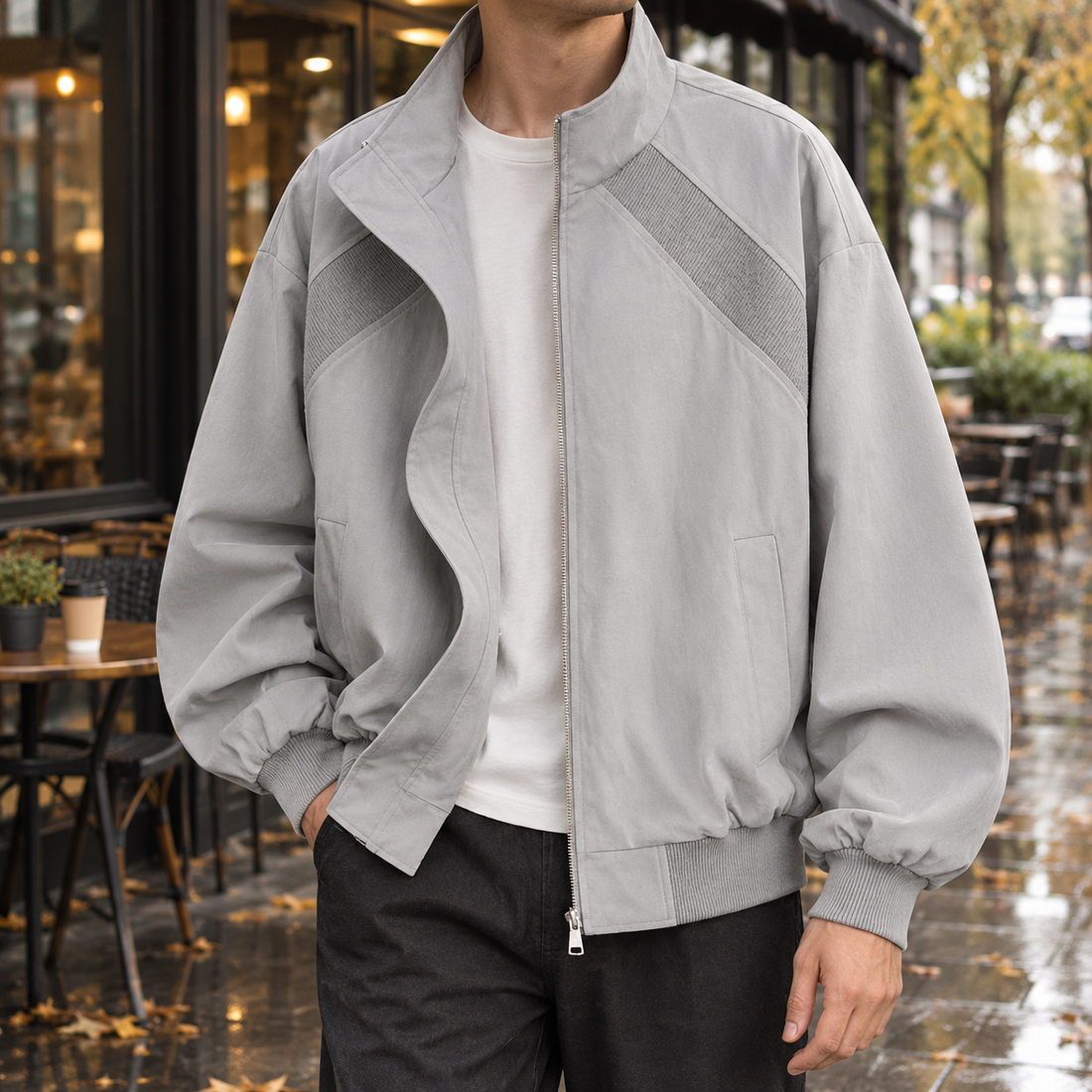 Noah Stand Collar Jacket - Gray