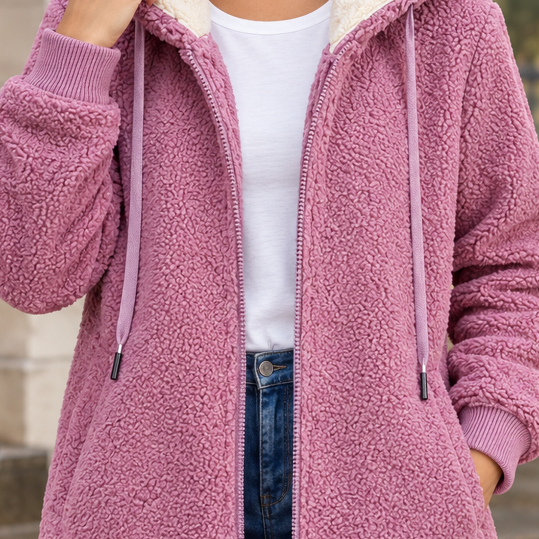April Teddy Zip Jacket - Lead Product Detail