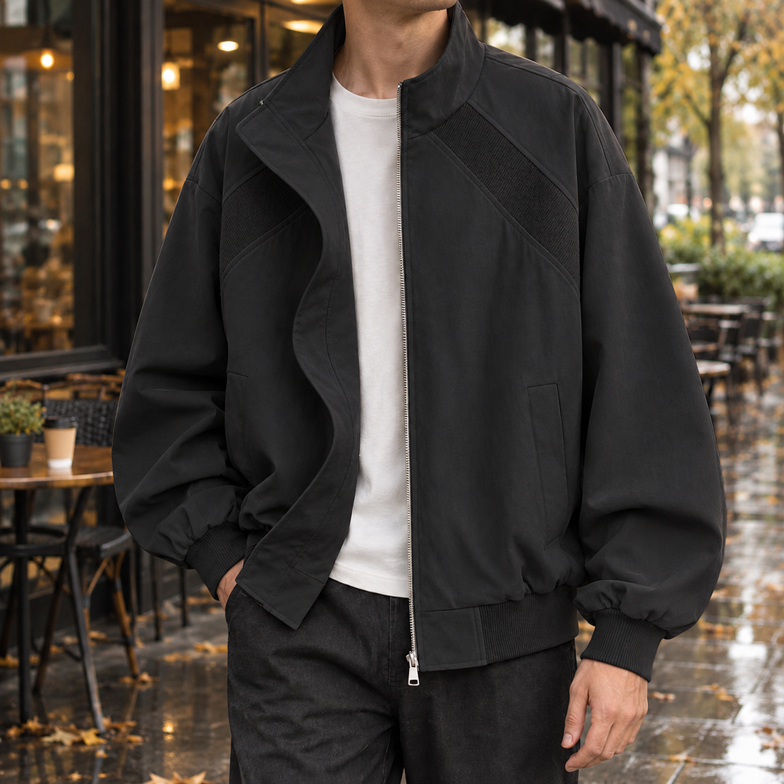 Noah Stand Collar Jacket - Black