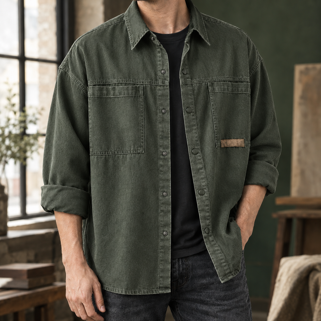 Sterling Utility Overshirt - Army Green