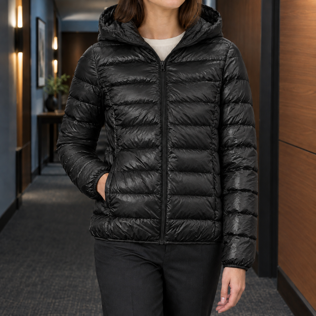Blanche Hooded Down Jacket - Black