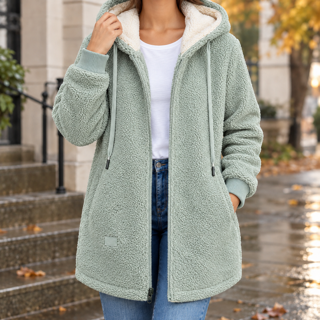 April Teddy Zip Jacket - Green
