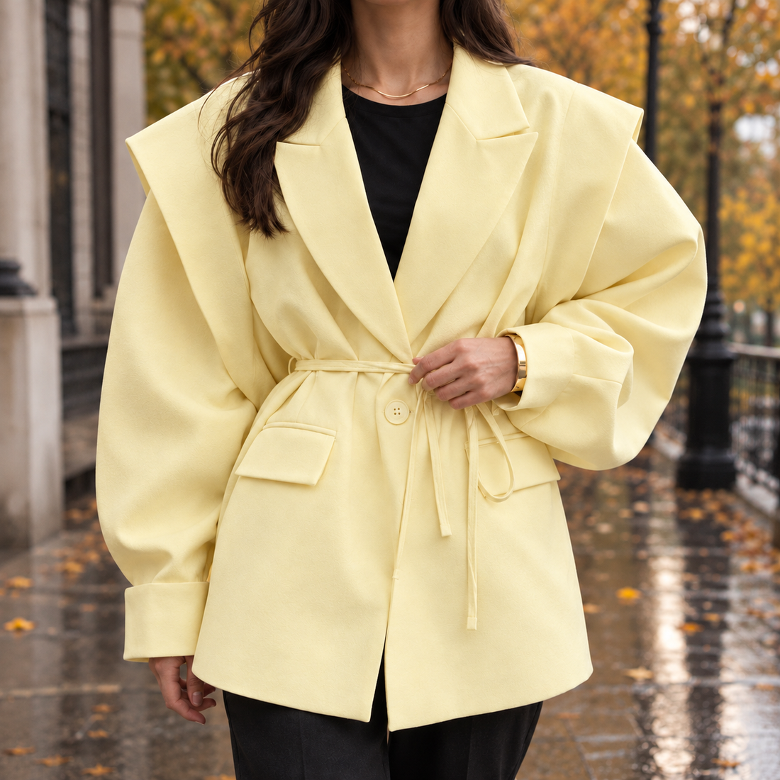 Tatiana Sculpted Jacket - Yellow