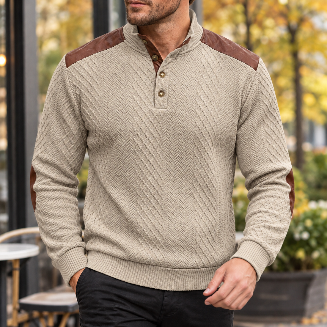 Renard Textured Sweater - Khaki