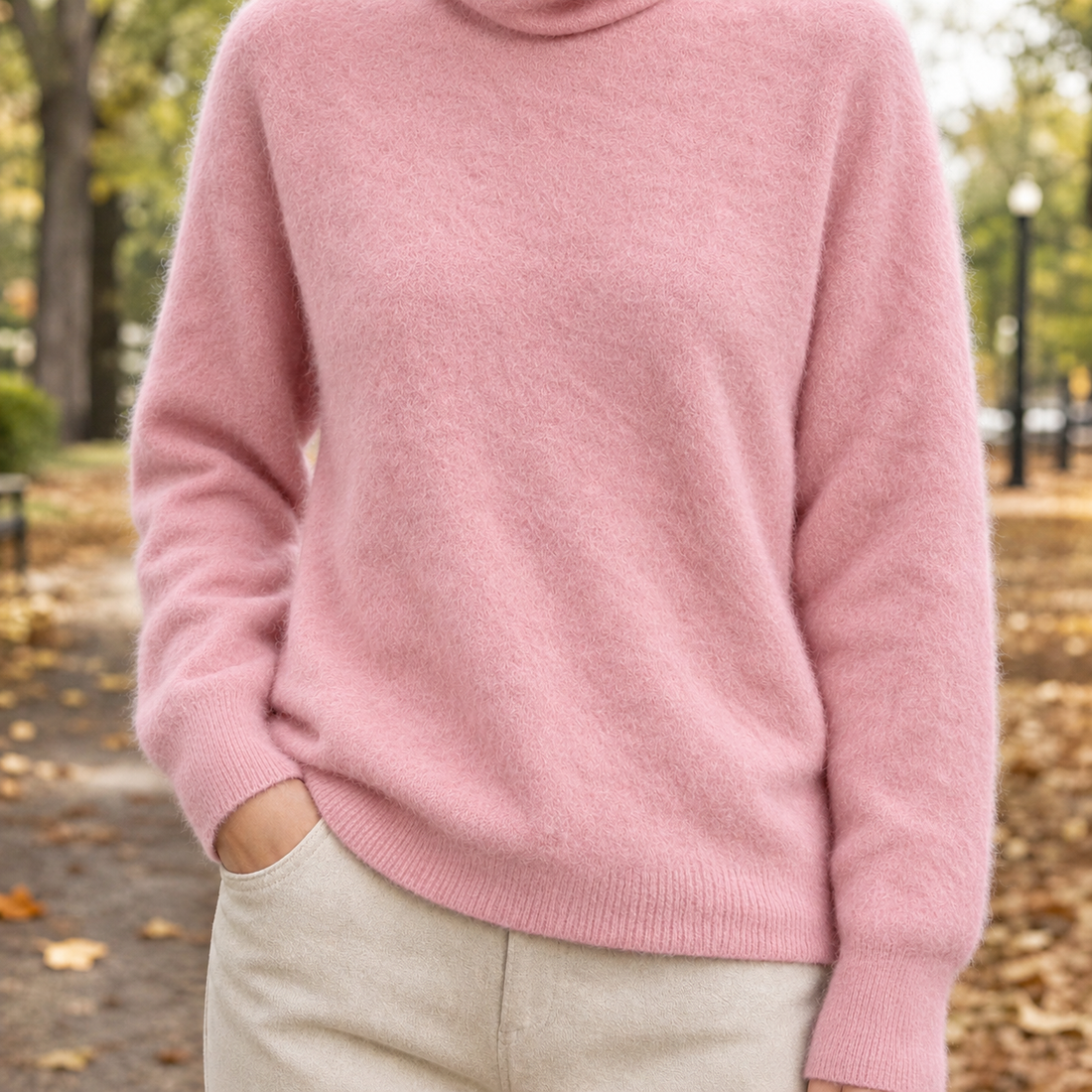 Harriet Cashmere Turtleneck - Feather Powder