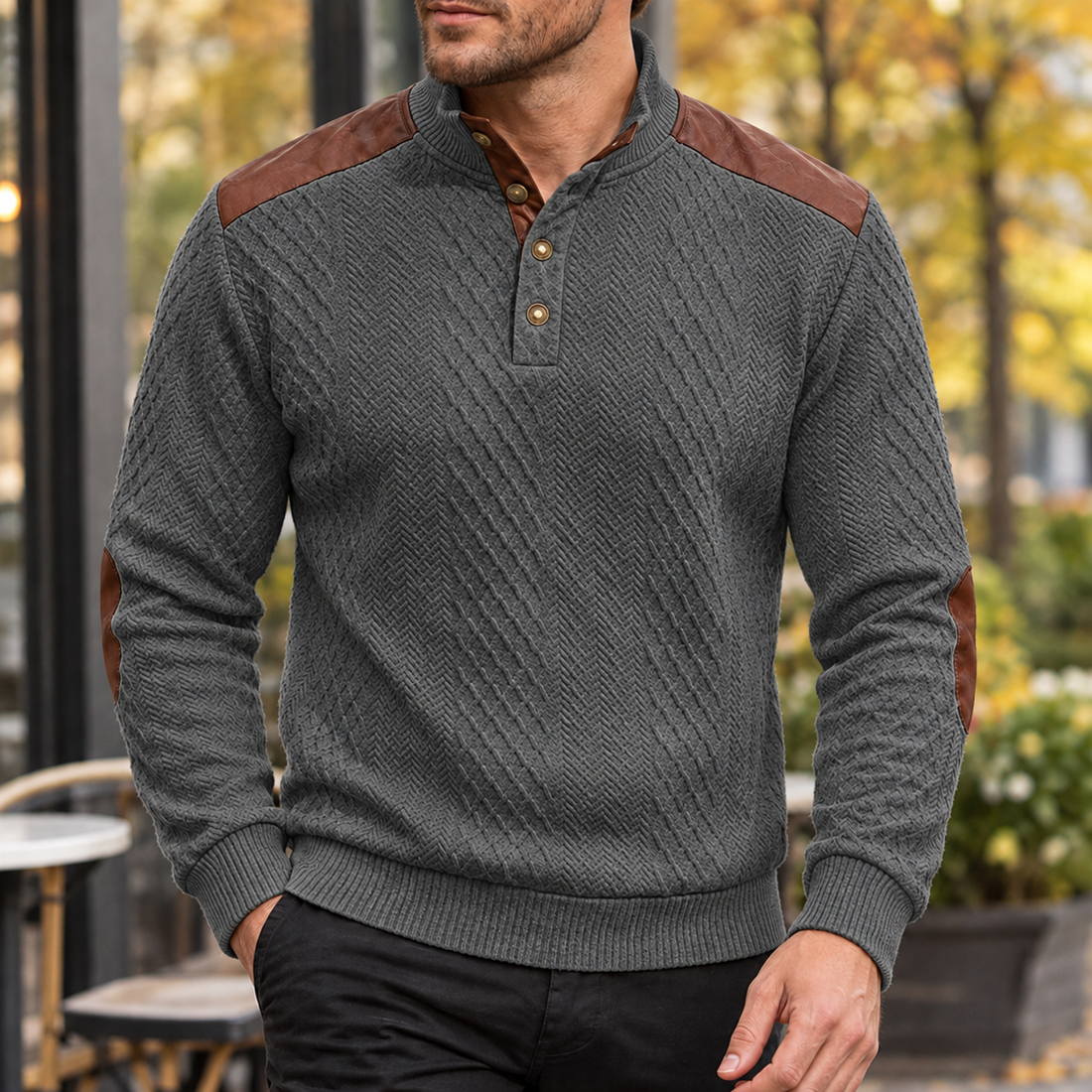Renard Textured Sweater - Deep Gray