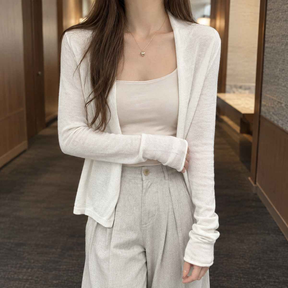 Constance Draped Cardigan - White