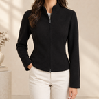 Camille Stand Collar Top - Black