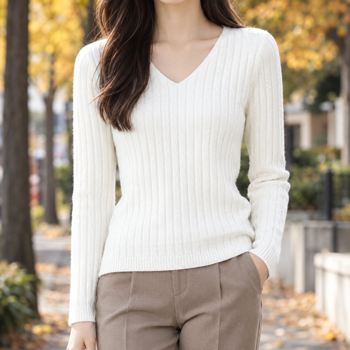 Faith Ribbed Sweater - White