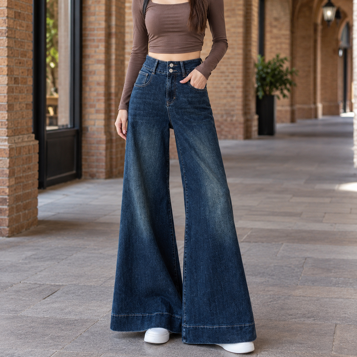 Ameline High Wide Leg Jeans - Nostalgic Blue