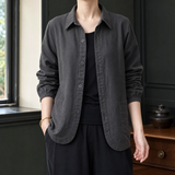 Yvette Collared Top - Gray