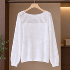 Hildegarde Boat Neck Sweater - White