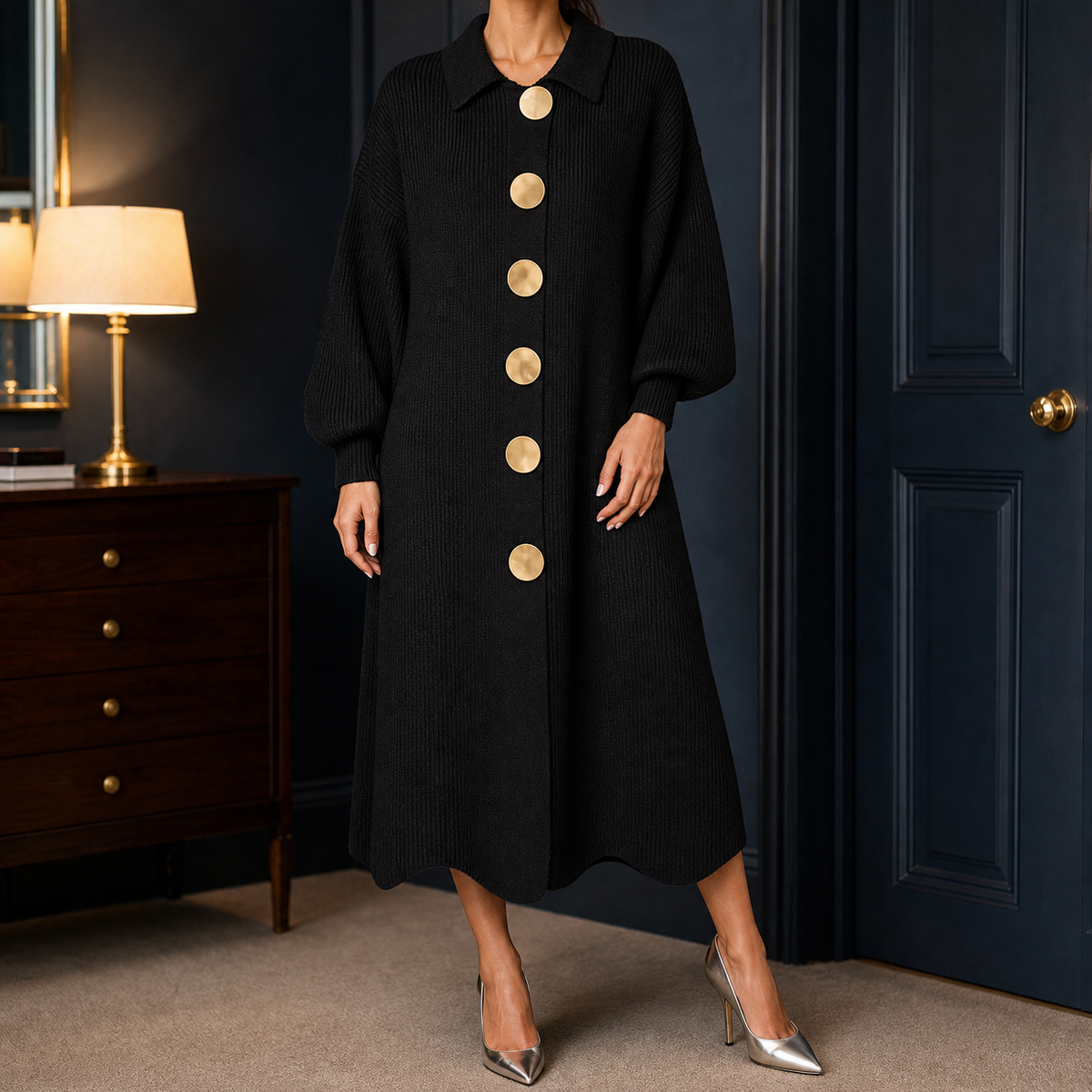 Armelle Polo Collar Dress - Black