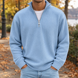 Celestin Ribbed Zip Sweater - Sky Blue