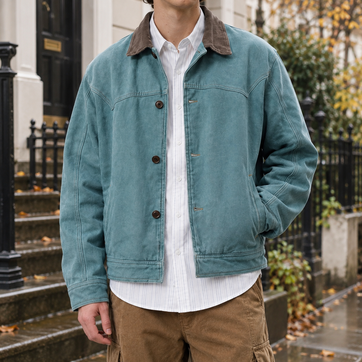 Ramsey Contrast Collar Jacket - Blue
