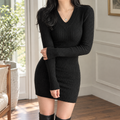 Sylvie Ribbed Mini Dress - Black
