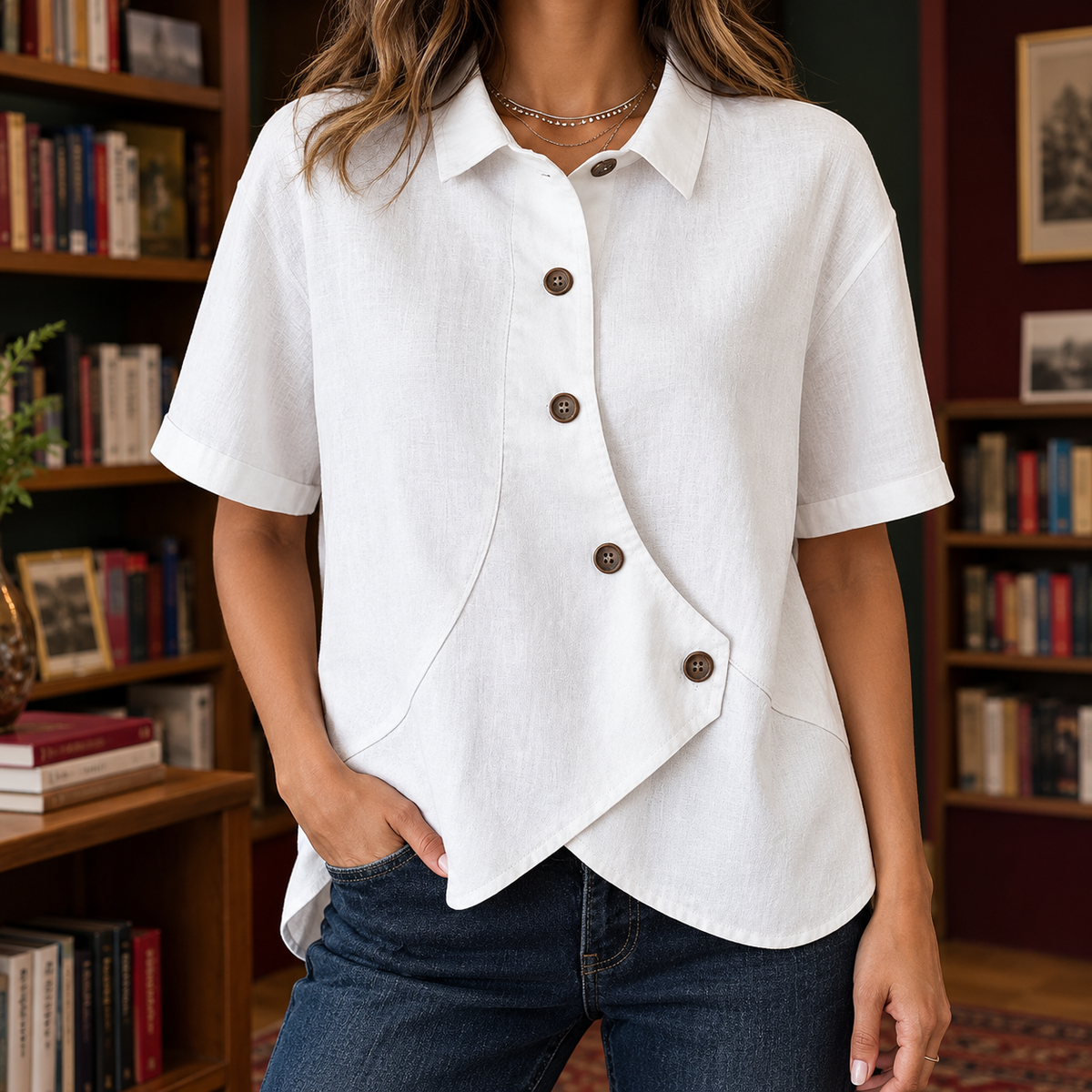 Cadence Asymmetric Shirt - White
