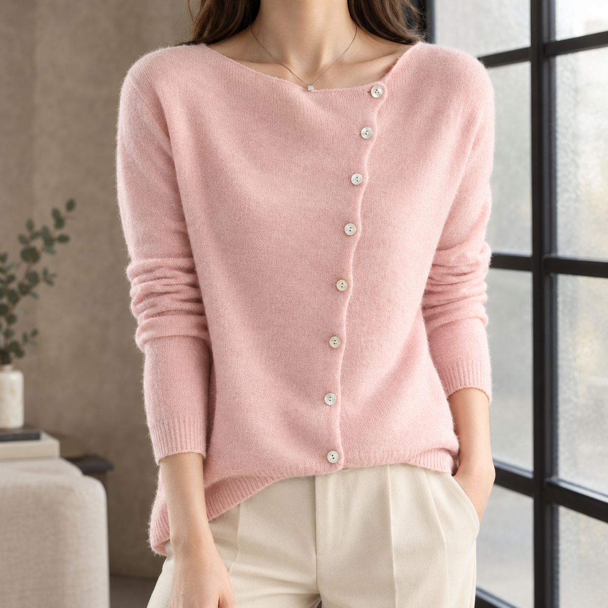 Calla Asymmetric Sweater - Pink