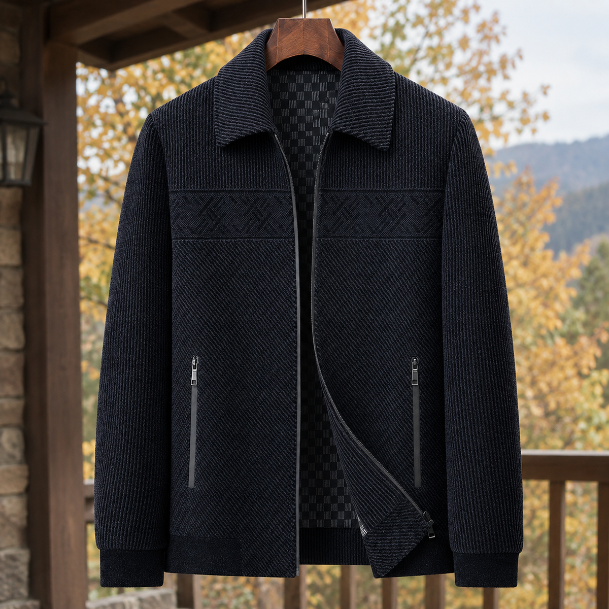 Damaso Textured Jacket - Blue Black
