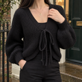 Giulia Tie Front Cardigan - Black