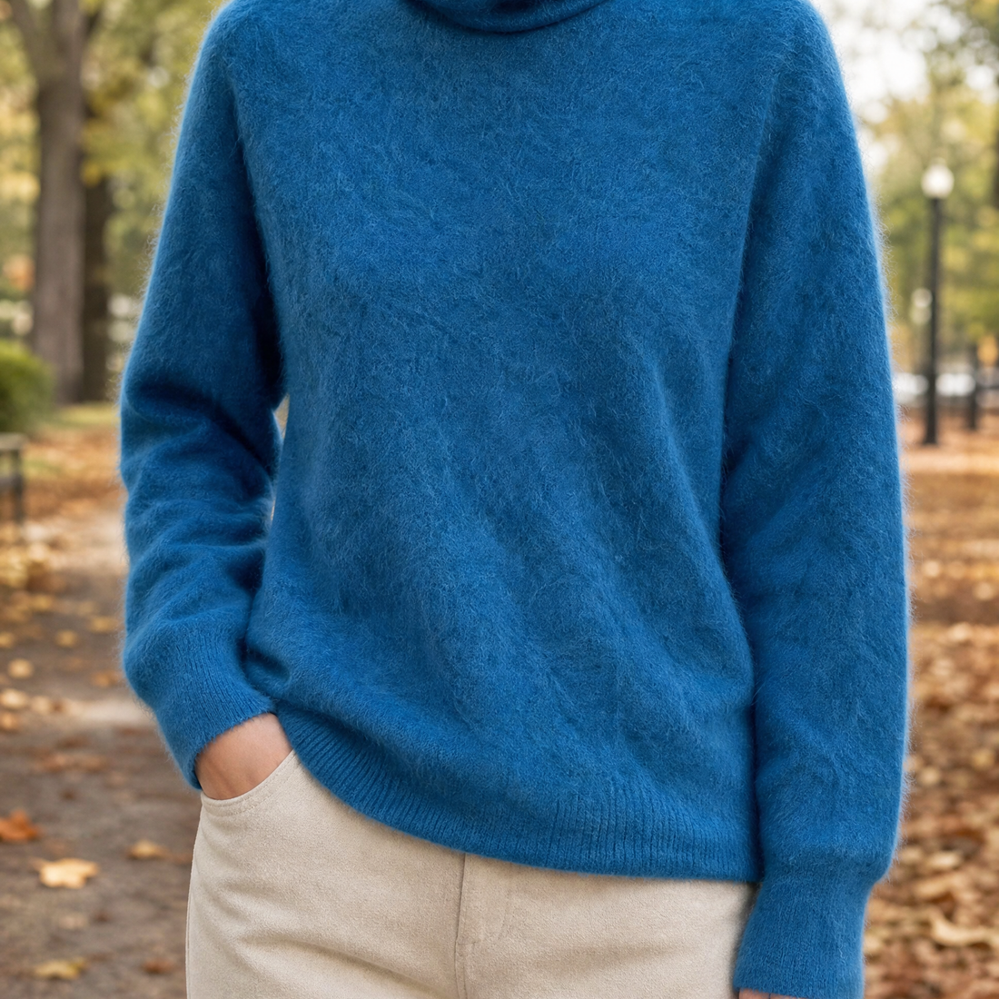 Harriet Cashmere Turtleneck - Feather Blue