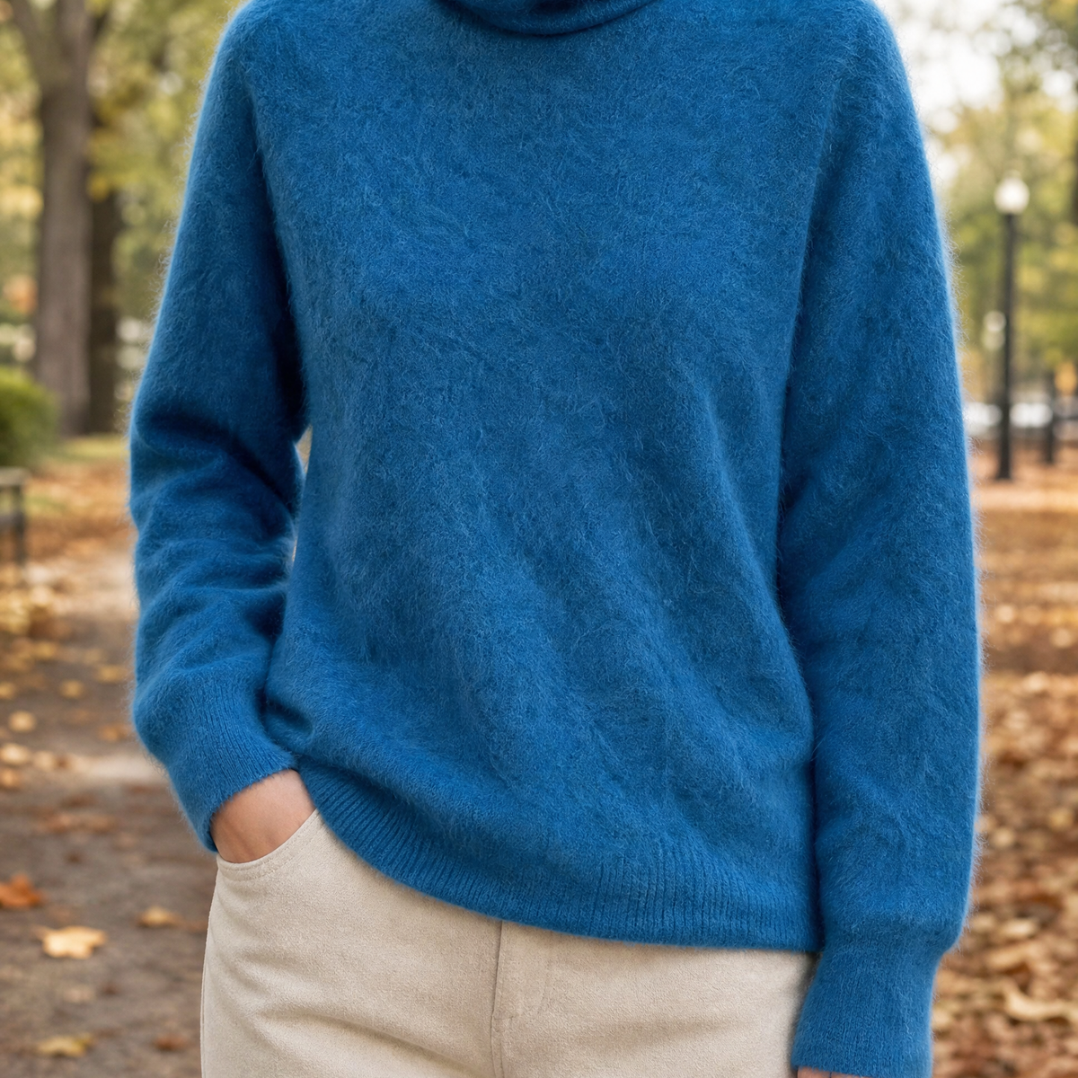 Harriet Cashmere Turtleneck - Feather Blue