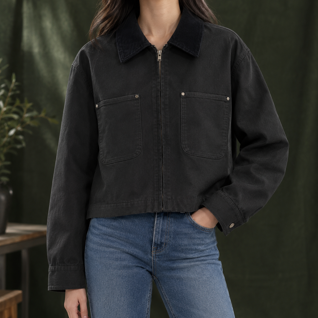 Kasimir Corduroy Collar Jacket - Black
