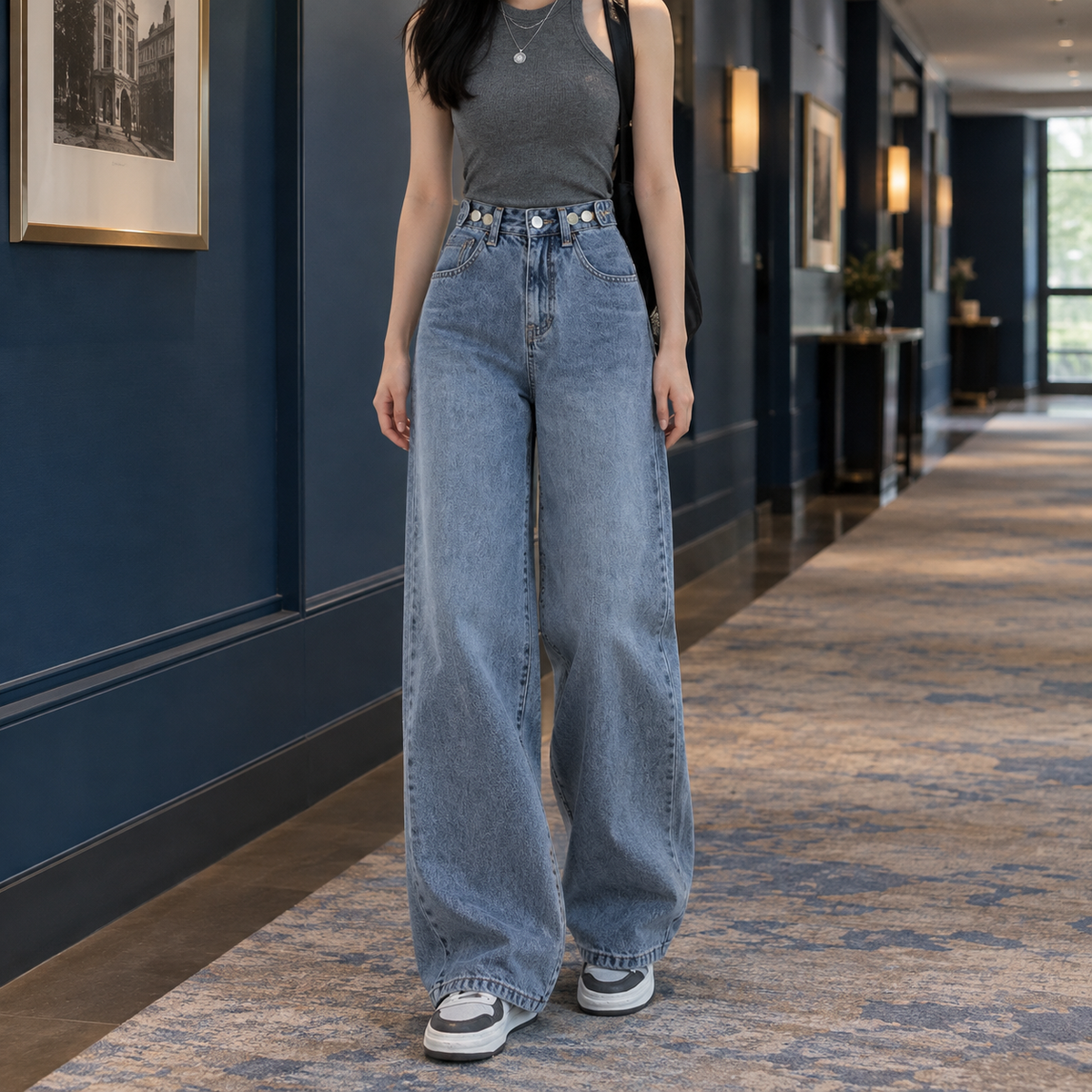 Adelia Wide Leg Jeans - Vintage Blue