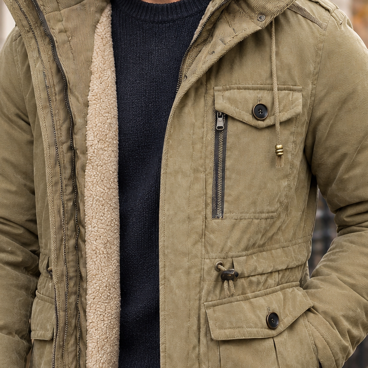 Gustave Hooded Utility Jacket - Lead Product Detail
