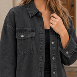 Odalys Frayed Denim Overshirt - Lead Product Detail