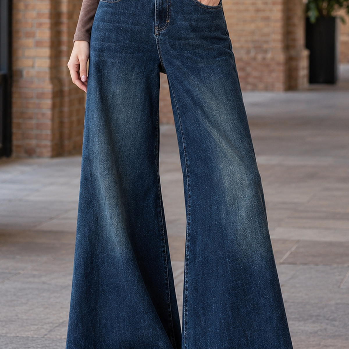 Ameline High Wide Leg Jeans - Lead Product Detail