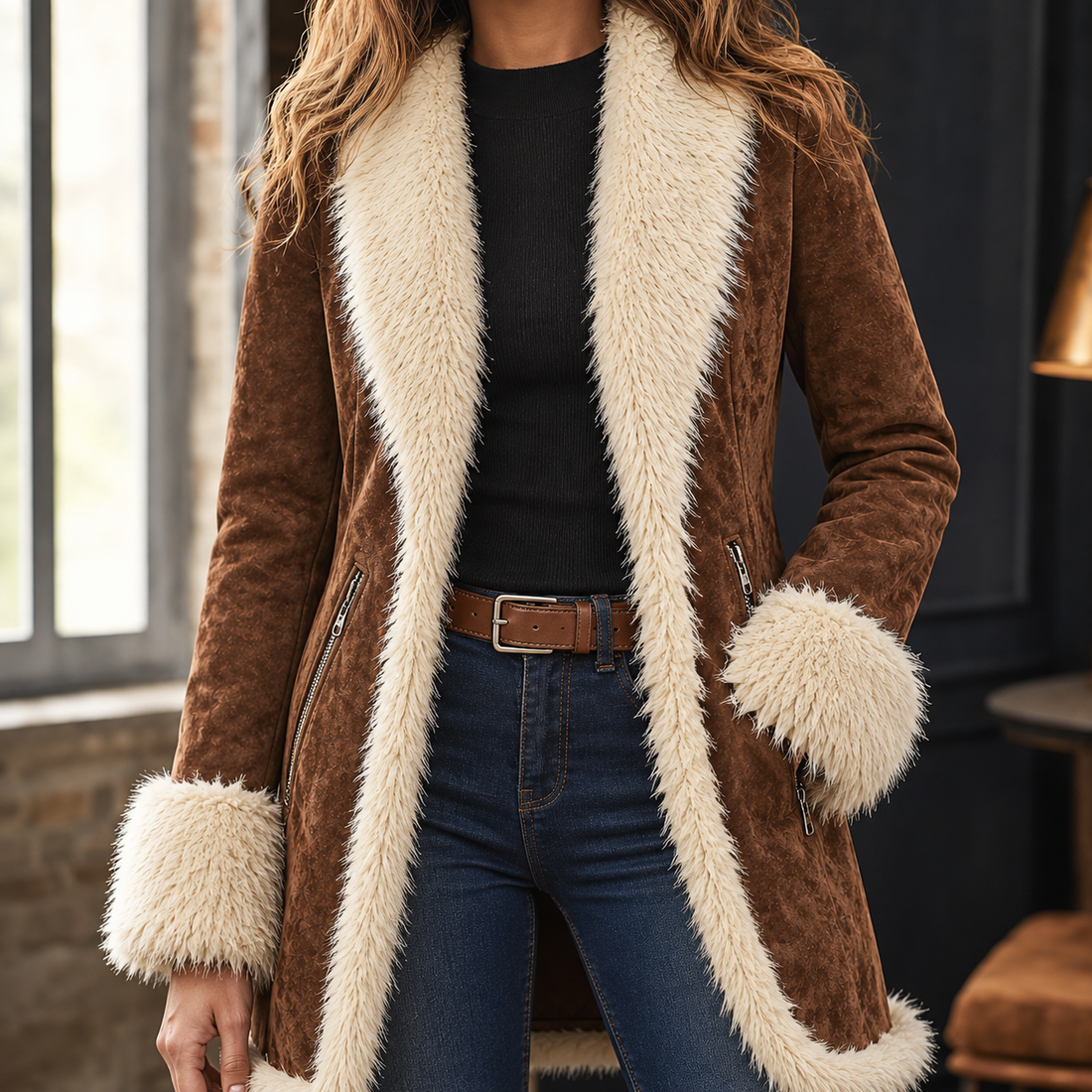 Pippa Fleece Trim Jacket - Lead Product Detail