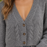 Faye Cable Knit Cardigan - Lead Product Detail