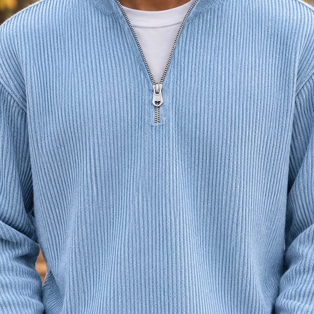 Celestin Ribbed Zip Sweater - Lead Product Detail