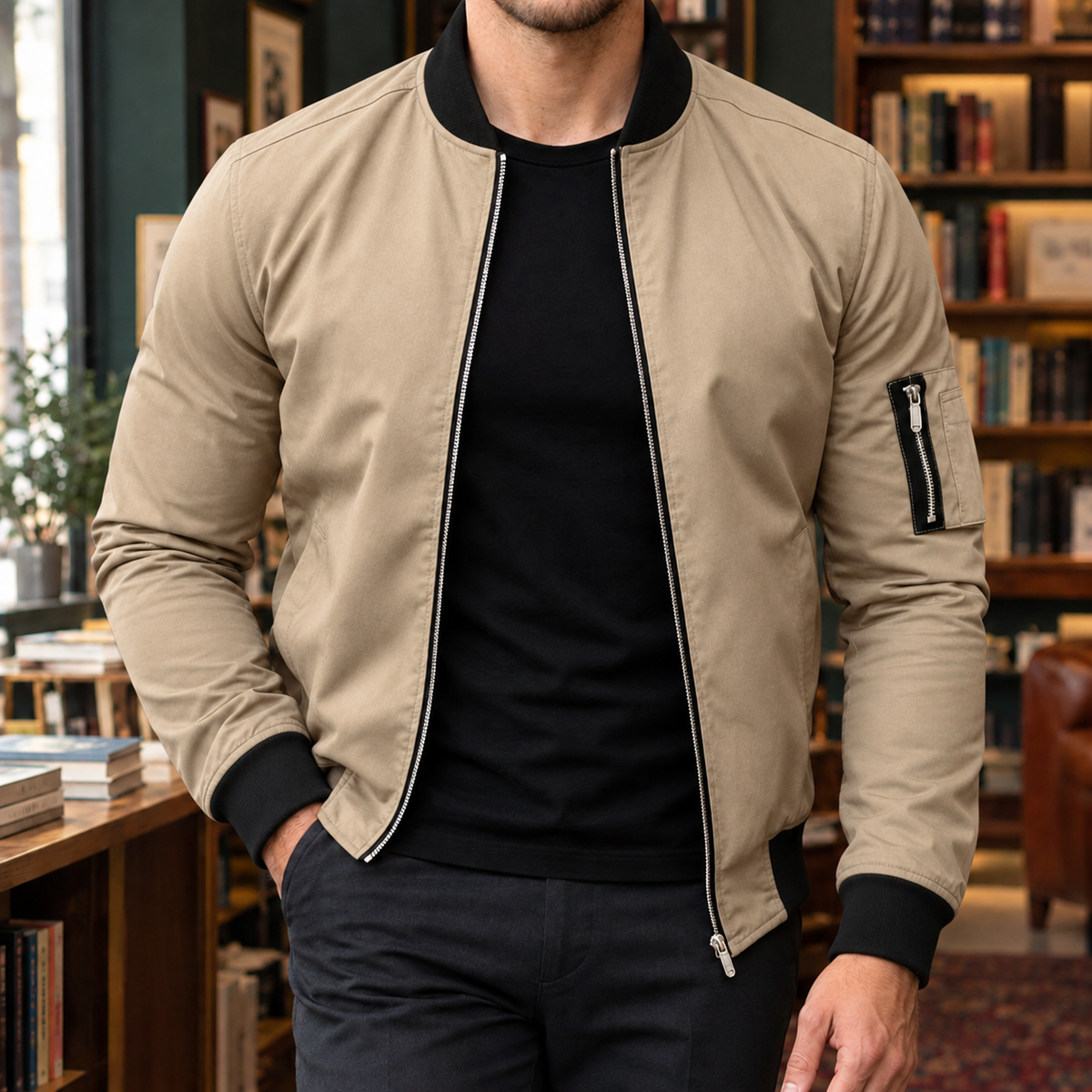 Blake Slim-Fit Bomber Jacket - Khaki