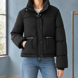 Delphine Cropped Puffer Jacket - Black