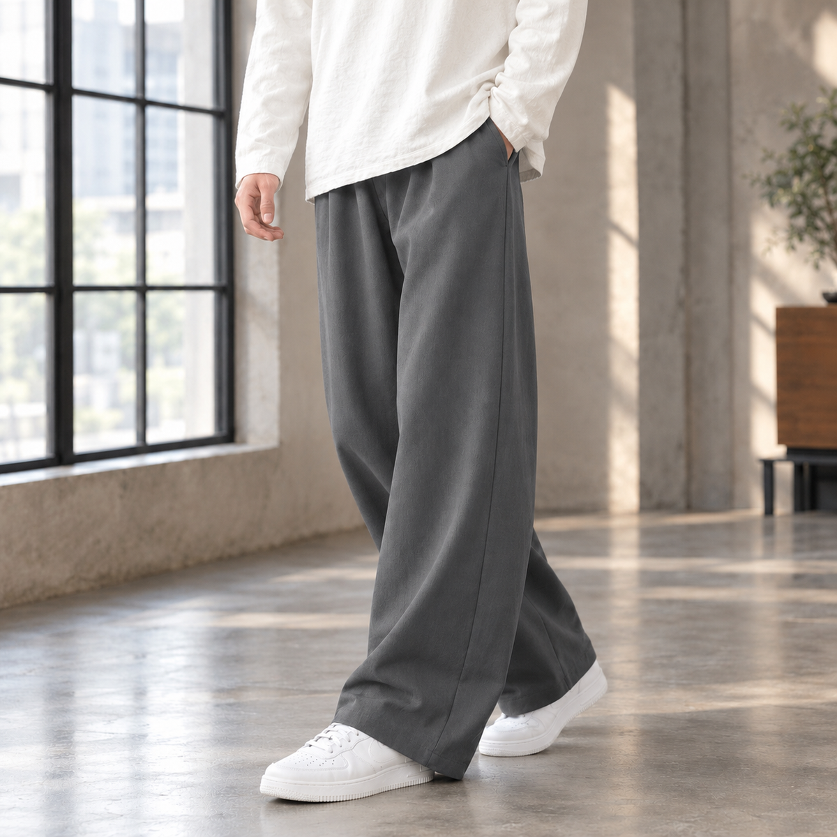 Oliver Wide Leg Pants - Dark Gray