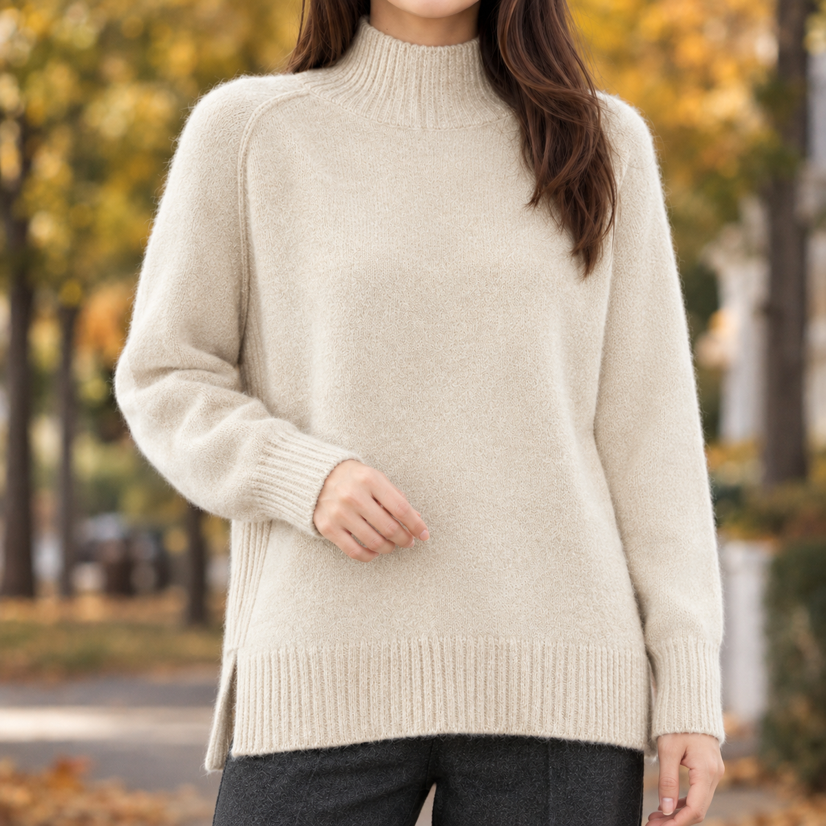Soledad Mock Neck Sweater - Apricot