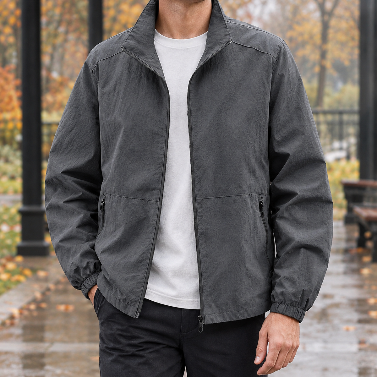 Elliot Stand Collar Jacket - Dark Gray