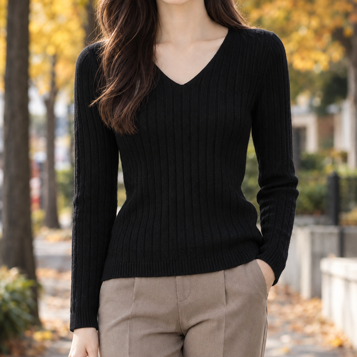 Faith Ribbed Sweater - Black