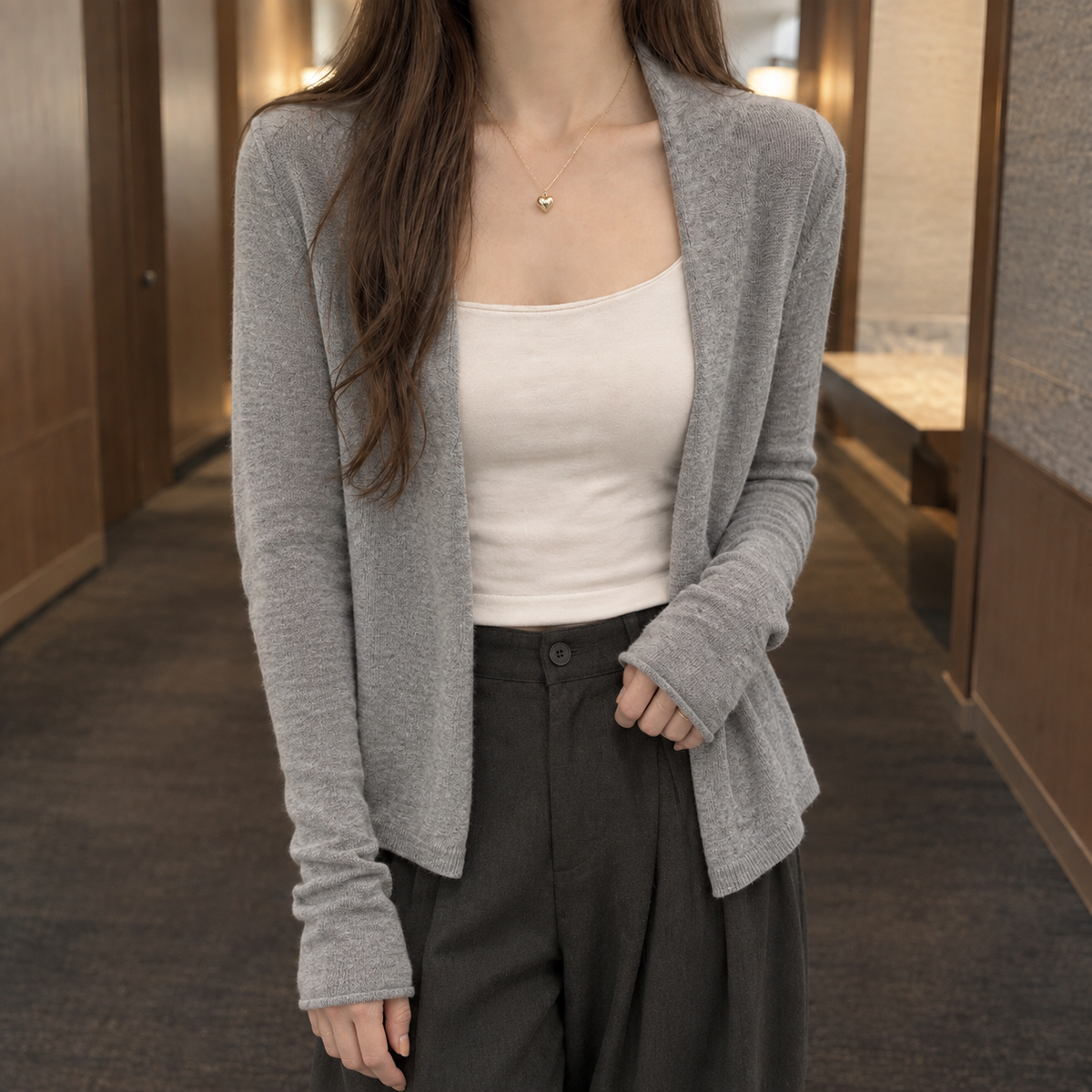 Constance Draped Cardigan - Gray