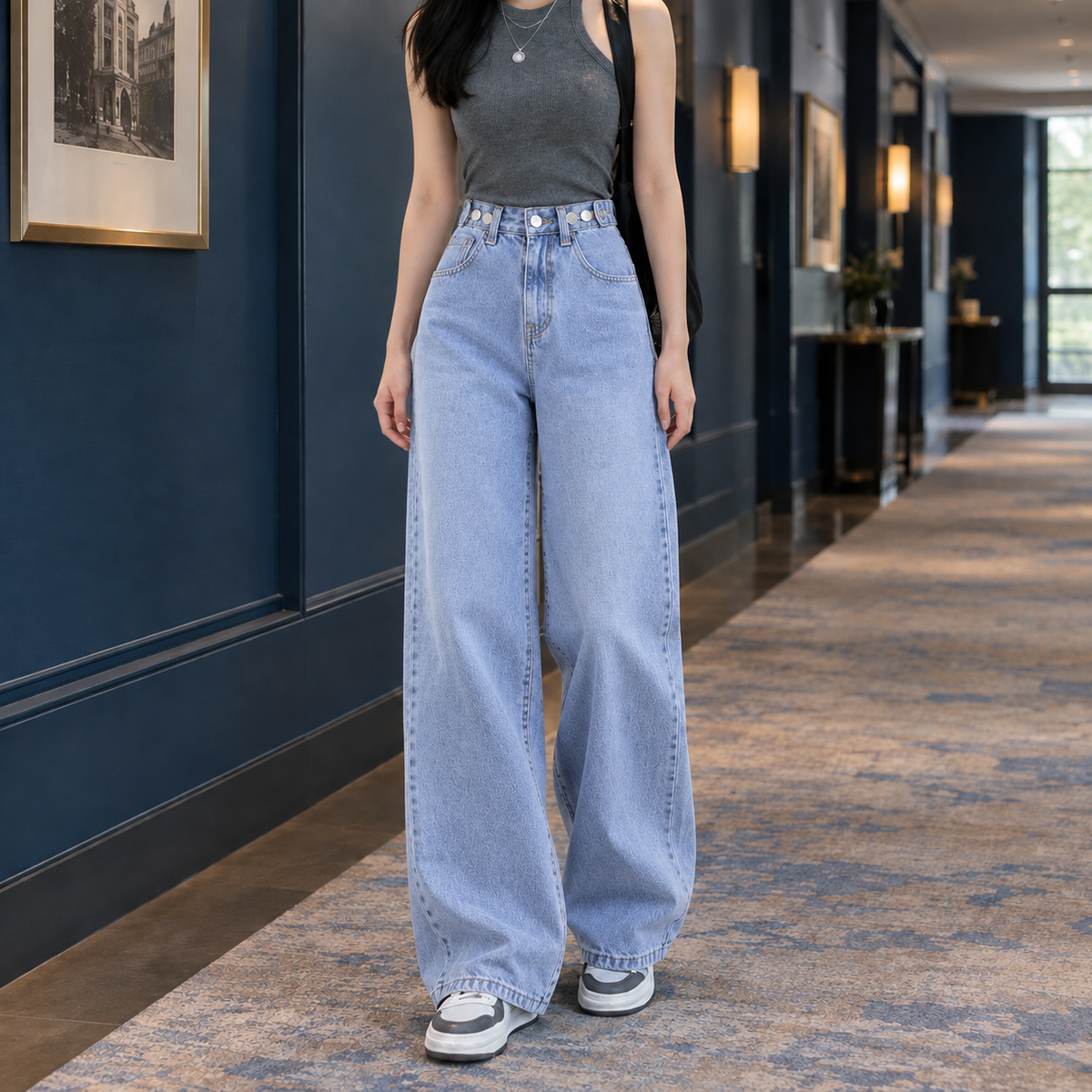 Adelia Wide Leg Jeans - Light Blue