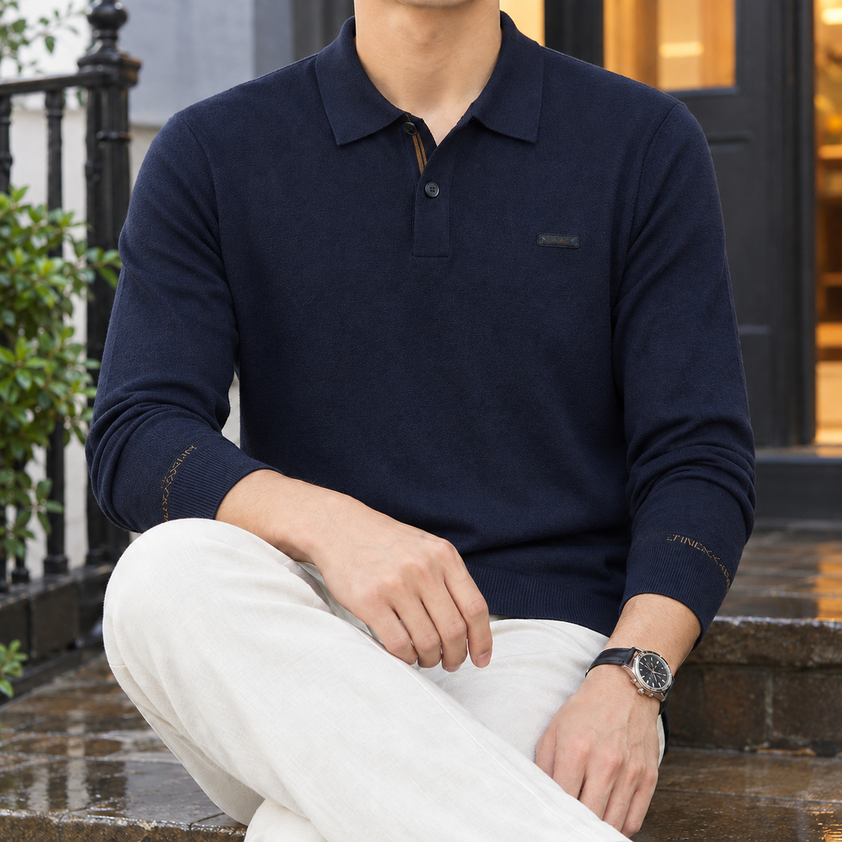 Carter Polo Sweater - Navy