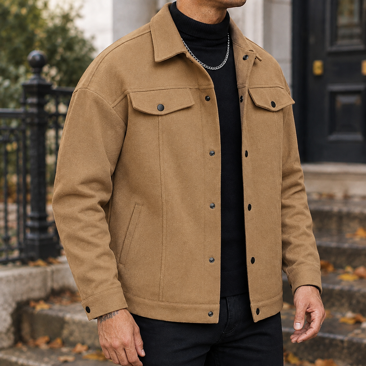 Adam Snap Front Jacket - Camel