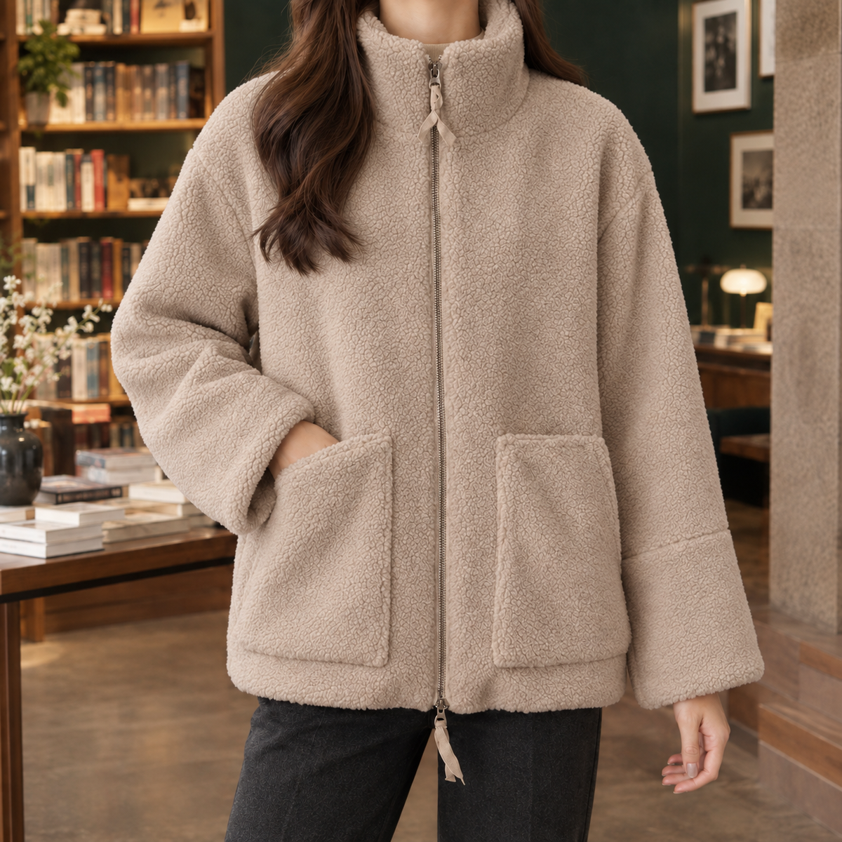 Odette Teddy Jacket - Khaki