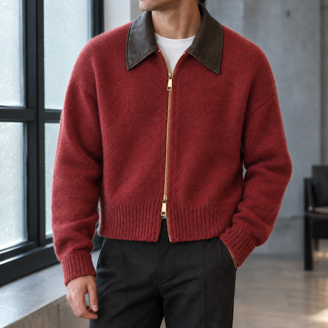 Marcel Cropped Cardigan - Red