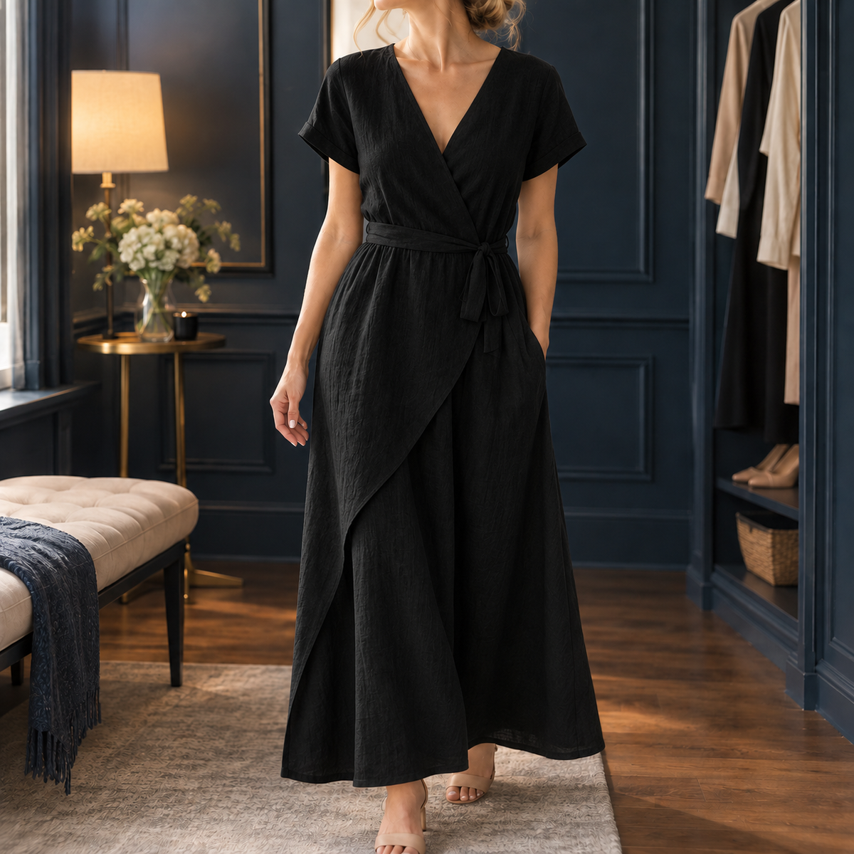 Vivienne Wrap Jumpsuit - Black