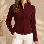 Camille Stand Collar Top - Angora Red