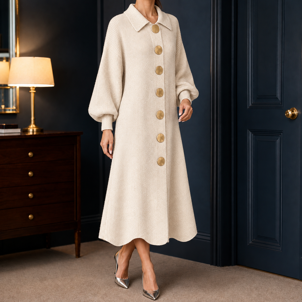 Armelle Polo Collar Dress - Off White