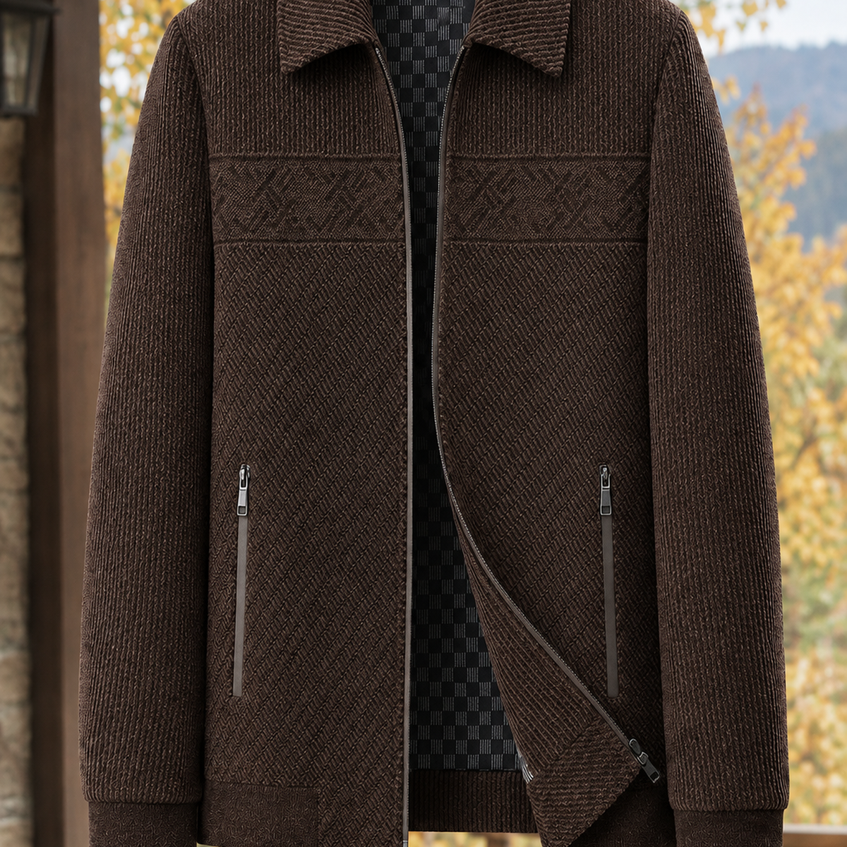 Damaso Textured Jacket - Brown